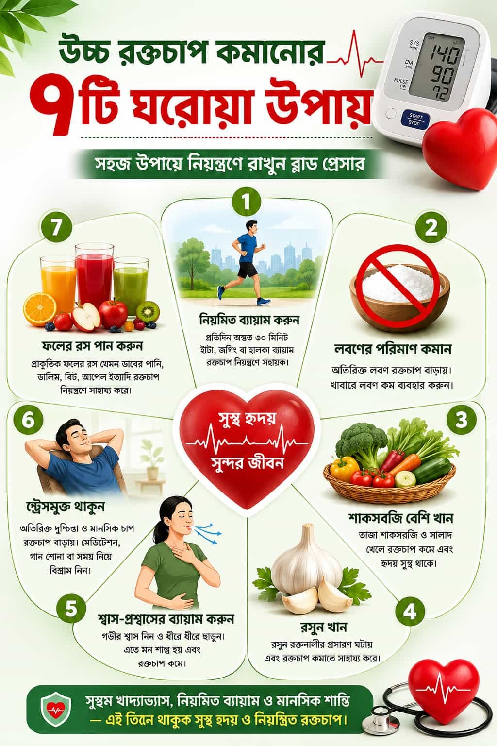 দ্রুত হাই প্রেসার কমানোর উপায়