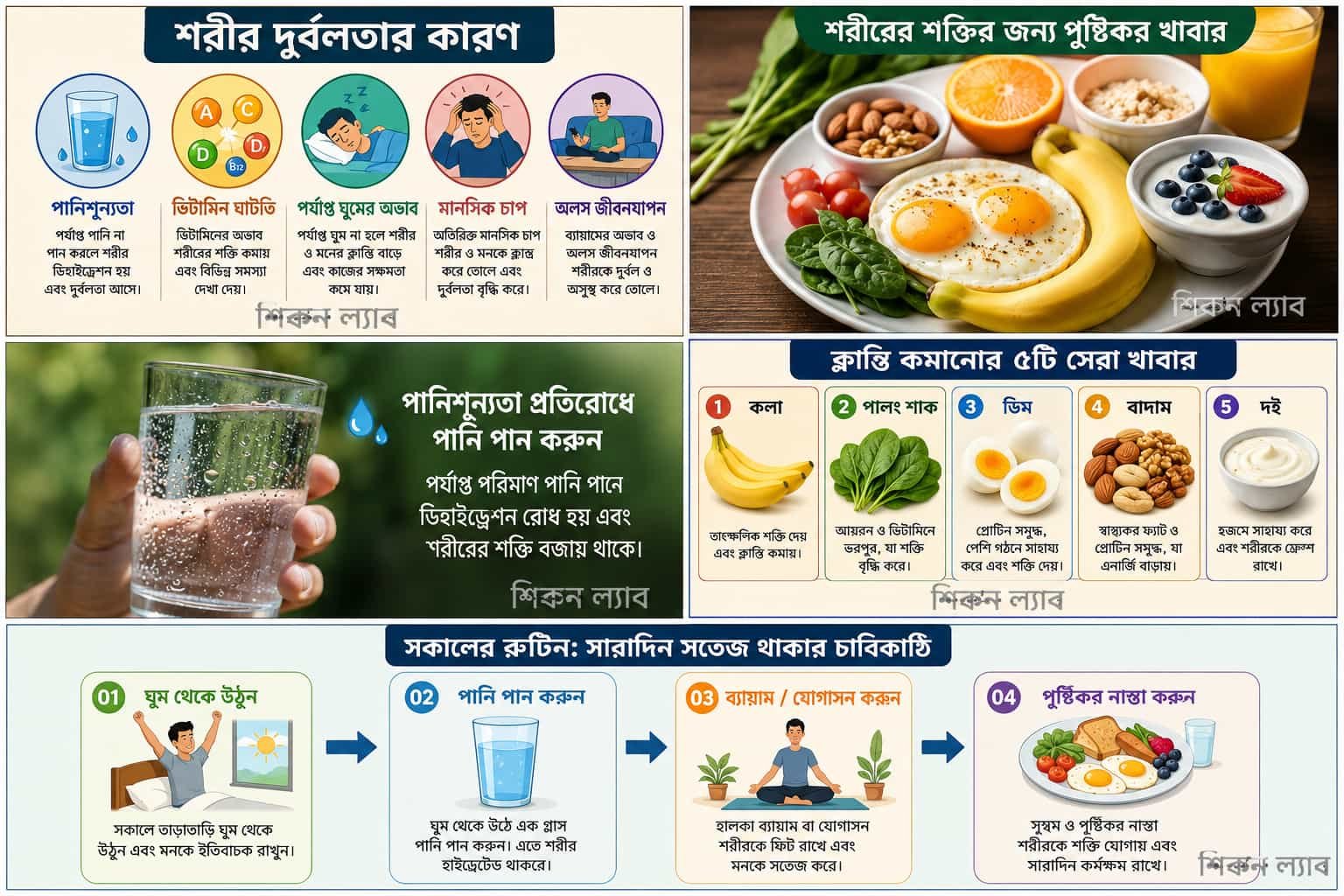 শরীর দুর্বলতার প্রধান কারণগুলোকে চিত্রসহ উপস্থাপন করা ইনফোগ্রাফিক