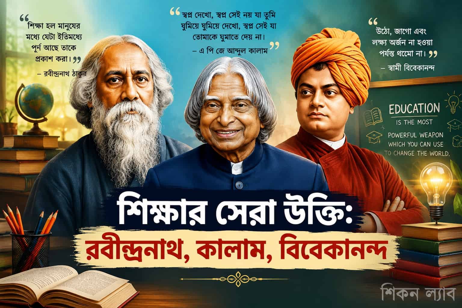 রবীন্দ্রনাথ ঠাকুরের শিক্ষামূলক বাণী ও এ পি জে আব্দুল কালাম ও স্বামী বিবেকানন্দের উক্তি
