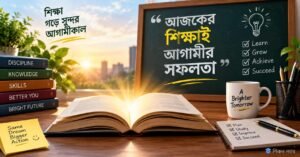 শিক্ষামূলক অনুপ্রেরণামূলক থাম্বনেইল যা বই ও আলো দেখাচ্ছে (শিক্ষার গুরুত্ব নির্দেশ করে)।