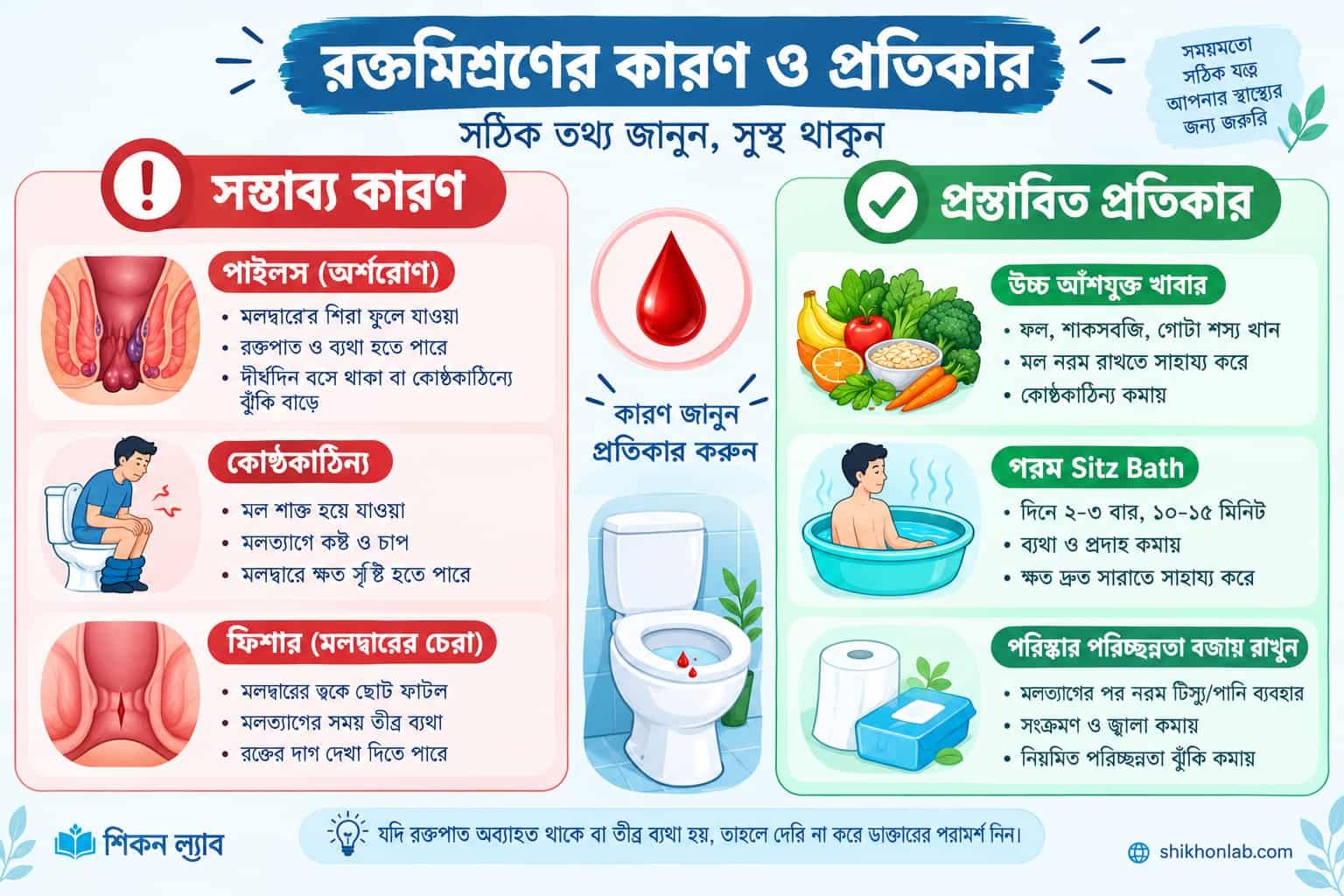 পায়খানার সাথে রক্ত পড়া বন্ধের উপায়